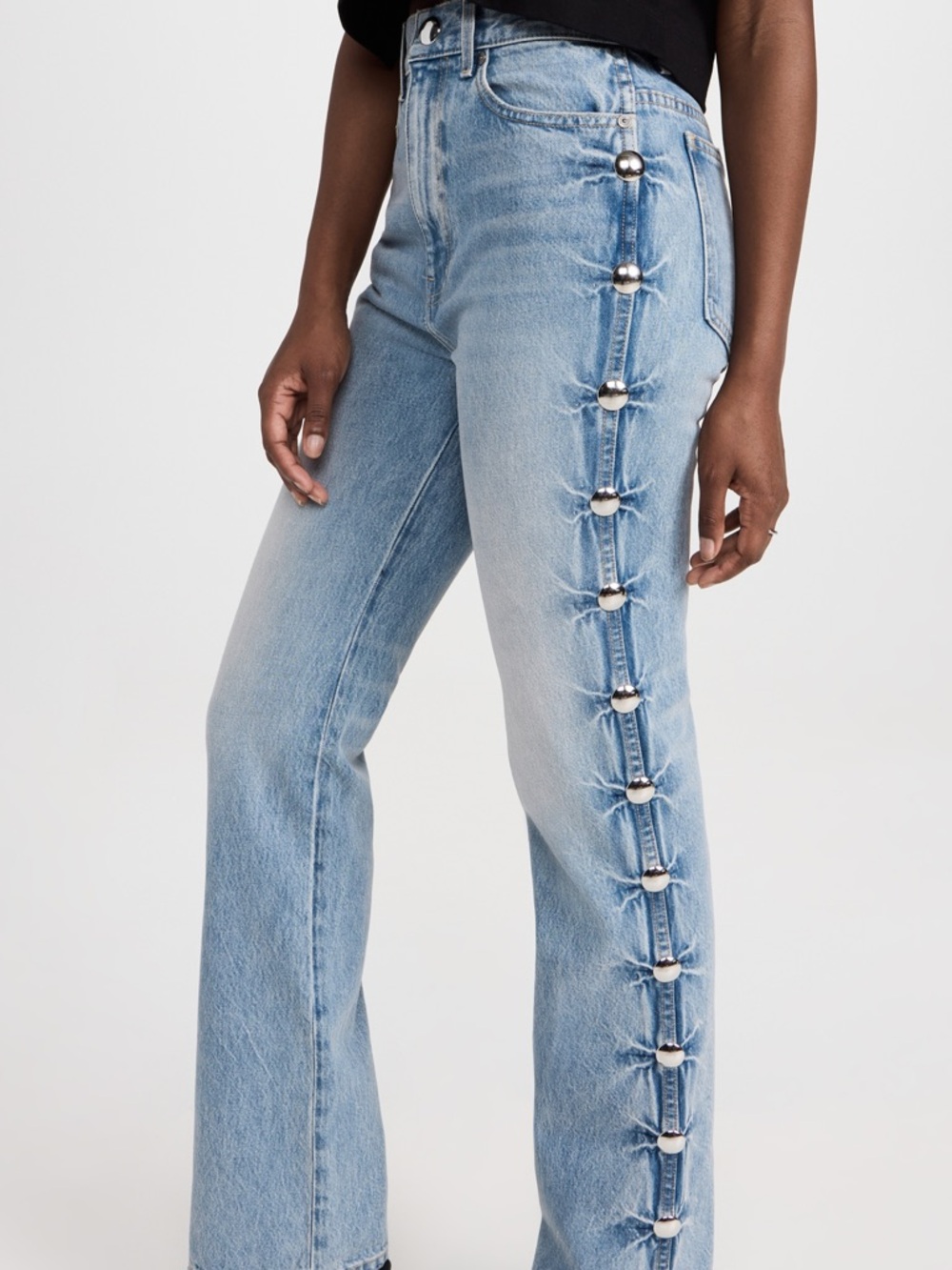 Khaite Danielle Women’s Straight-Leg Jeans with Side Ring Detail - Picture 3 of 17